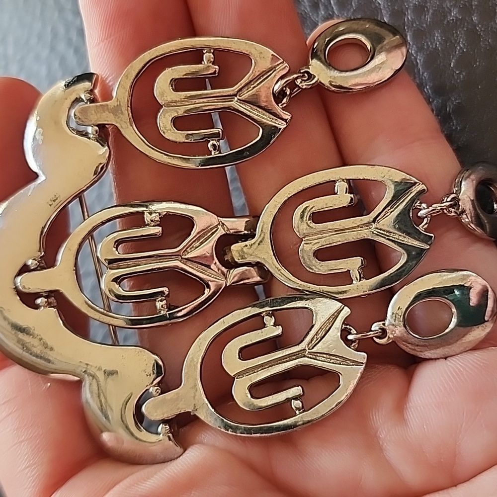 Vtg Kramer Silver Statement Brooch - image 2